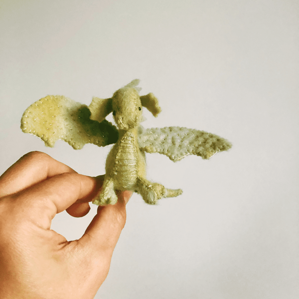 Waldorf inspired wool felt dragon