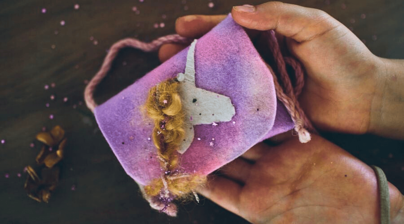 Waldorf Inspired Unicorn Felt Pouch